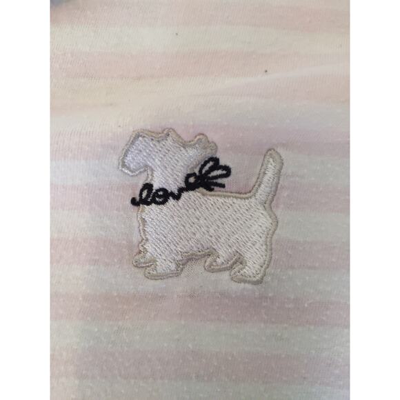 Laura Ashley Pajama Set Pink Striped Scottie Dog 2pc PJs Cotton L Sleepwear - Picture 5 of 8